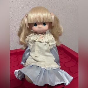 Adorable Blonde Doll with Blue Dress
